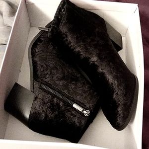 Black velvet heel booties